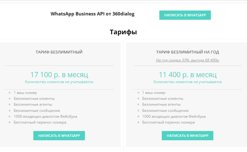 цены на тарифы 360dialog