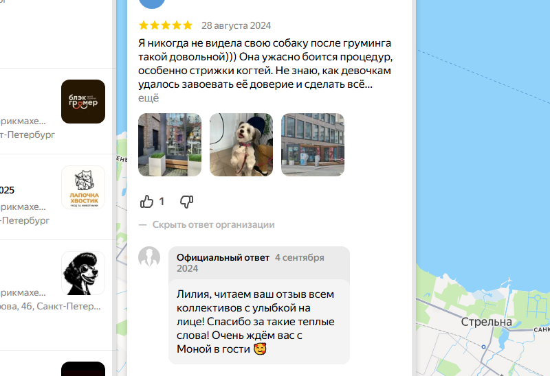 отзыв на яндекс картах