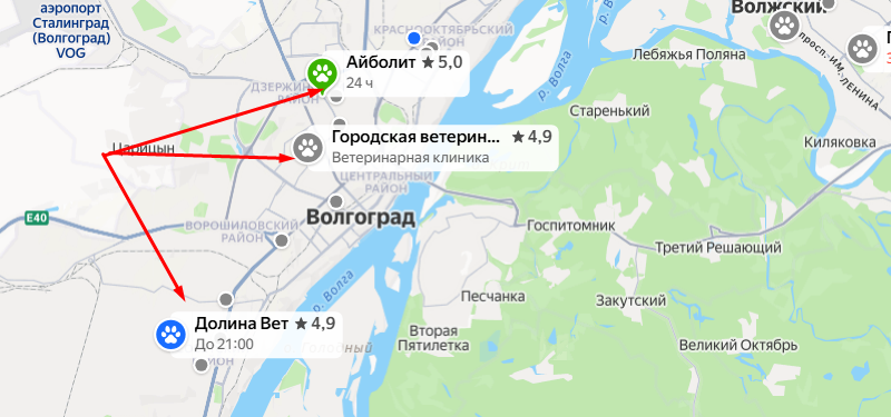 ветеринары на яндекс карте